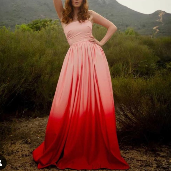 NWT SAU LEE Revolve Teigen Gown Maxi Dress Blush Red Ombre Event Party Cocktail - Picture 12 of 15